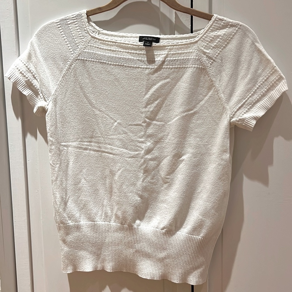 Ann Taylor Factory Square Neck Sweater Top - White